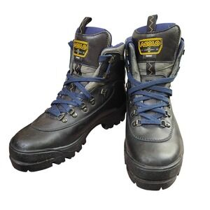 Asolo Ridge Mens Hiking Boots Black Leather Vibram Sole Made in Italy Size 9.5